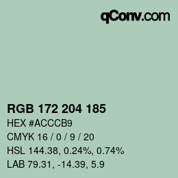 Color code: RGB 172 204 185 | qconv.com