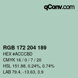 カラーコード: RGB 172 204 189 | qconv.com
