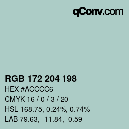 Color code: RGB 172 204 198 | qconv.com
