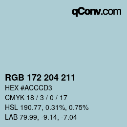 Color code: RGB 172 204 211 | qconv.com
