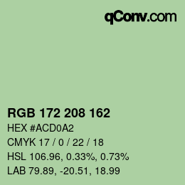 Color code: RGB 172 208 162 | qconv.com