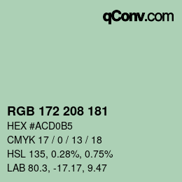 Color code: RGB 172 208 181 | qconv.com