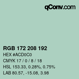 Color code: RGB 172 208 192 | qconv.com