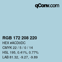 Color code: RGB 172 208 220 | qconv.com