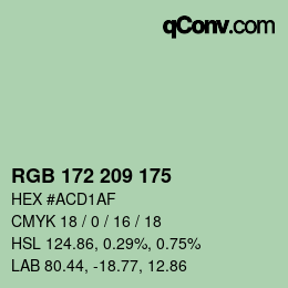 Color code: RGB 172 209 175 | qconv.com