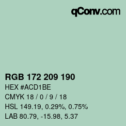 カラーコード: RGB 172 209 190 | qconv.com