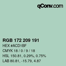 Color code: RGB 172 209 191 | qconv.com