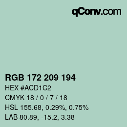 Color code: RGB 172 209 194 | qconv.com