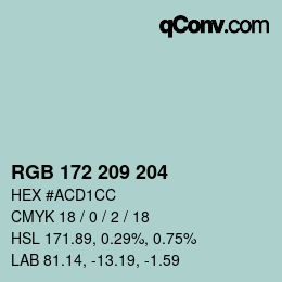 Color code: RGB 172 209 204 | qconv.com