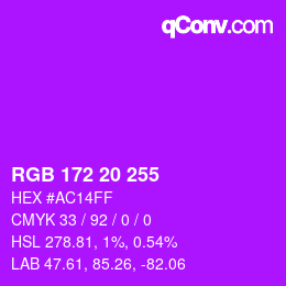 Color code: RGB 172 20 255 | qconv.com