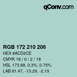 Color code: RGB 172 210 206 | qconv.com