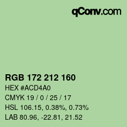 颜色代码: RGB 172 212 160 | qconv.com