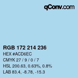 Color code: RGB 172 214 236 | qconv.com