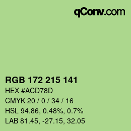 Color code: RGB 172 215 141 | qconv.com