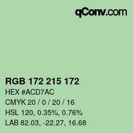 カラーコード: RGB 172 215 172 | qconv.com