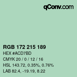 カラーコード: RGB 172 215 189 | qconv.com