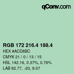 カラーコード: RGB 172 216.4 188.4 | qconv.com