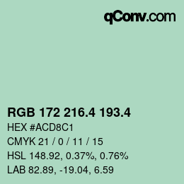 カラーコード: RGB 172 216.4 193.4 | qconv.com