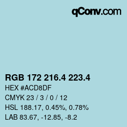 カラーコード: RGB 172 216.4 223.4 | qconv.com