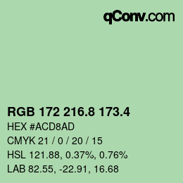 カラーコード: RGB 172 216.8 173.4 | qconv.com