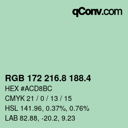 カラーコード: RGB 172 216.8 188.4 | qconv.com