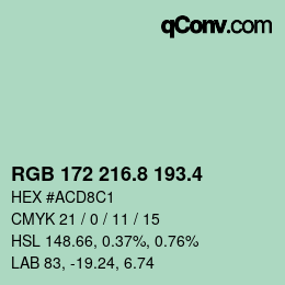 カラーコード: RGB 172 216.8 193.4 | qconv.com
