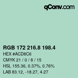 カラーコード: RGB 172 216.8 198.4 | qconv.com