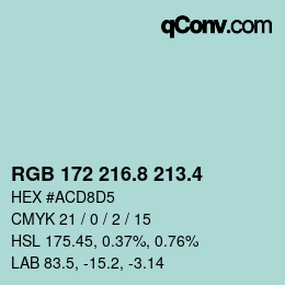 カラーコード: RGB 172 216.8 213.4 | qconv.com