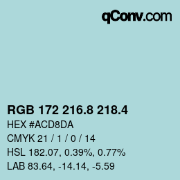 カラーコード: RGB 172 216.8 218.4 | qconv.com