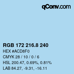 カラーコード: RGB 172 216.8 240 | qconv.com