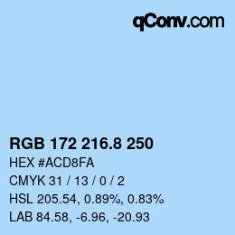 カラーコード: RGB 172 216.8 250 | qconv.com