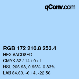 カラーコード: RGB 172 216.8 253.4 | qconv.com