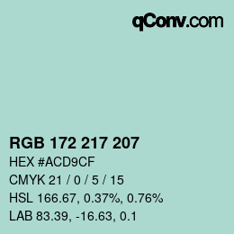 Color code: RGB 172 217 207 | qconv.com