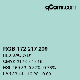 Color code: RGB 172 217 209 | qconv.com