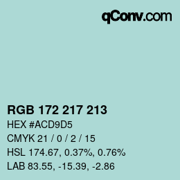 颜色代码: RGB 172 217 213 | qconv.com