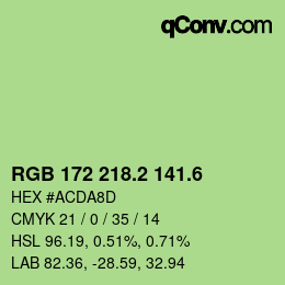 カラーコード: RGB 172 218.2 141.6 | qconv.com