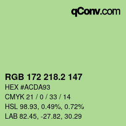 カラーコード: RGB 172 218.2 147 | qconv.com