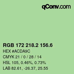 カラーコード: RGB 172 218.2 156.6 | qconv.com
