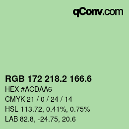 カラーコード: RGB 172 218.2 166.6 | qconv.com