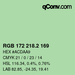 カラーコード: RGB 172 218.2 169 | qconv.com