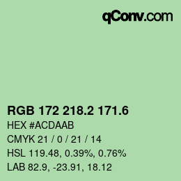 カラーコード: RGB 172 218.2 171.6 | qconv.com