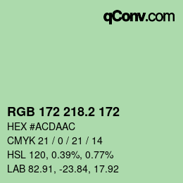 カラーコード: RGB 172 218.2 172 | qconv.com