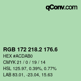 カラーコード: RGB 172 218.2 176.6 | qconv.com