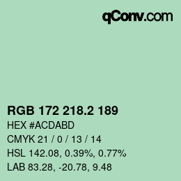 カラーコード: RGB 172 218.2 189 | qconv.com