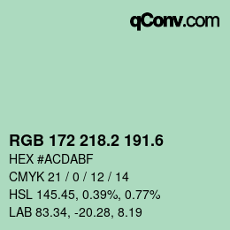 カラーコード: RGB 172 218.2 191.6 | qconv.com