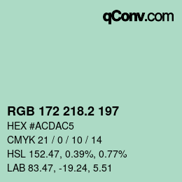 カラーコード: RGB 172 218.2 197 | qconv.com