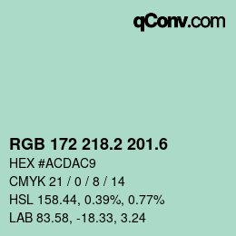カラーコード: RGB 172 218.2 201.6 | qconv.com