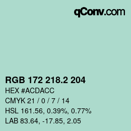 カラーコード: RGB 172 218.2 204 | qconv.com