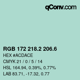 カラーコード: RGB 172 218.2 206.6 | qconv.com