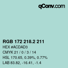 カラーコード: RGB 172 218.2 211 | qconv.com